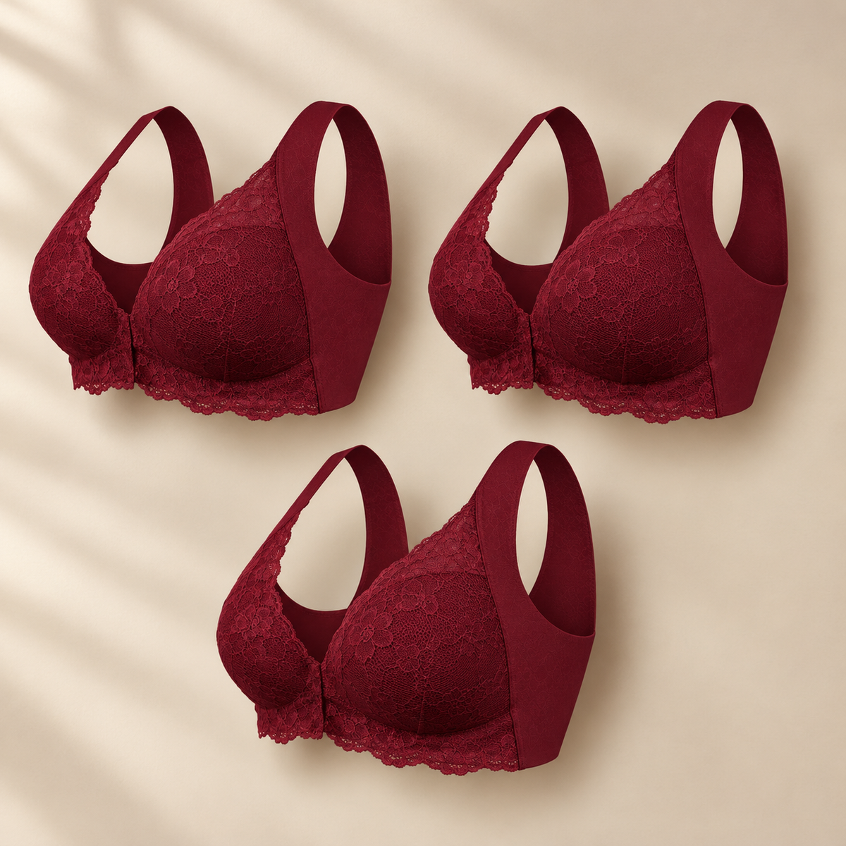 (Pack de 3) Soutien-Gorge Sans Armatures à Fermeture Frontale