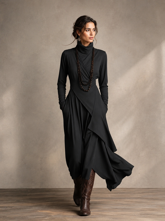 ROBE ADÈLE LONGUE À COL ROULÉ