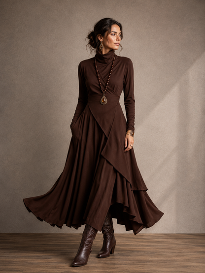 ROBE ADÈLE LONGUE À COL ROULÉ