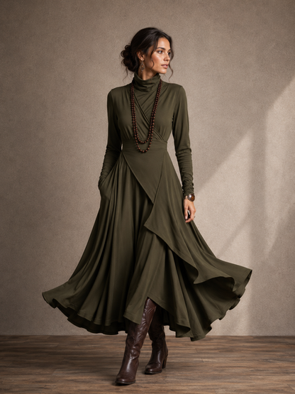 ROBE ADÈLE LONGUE À COL ROULÉ
