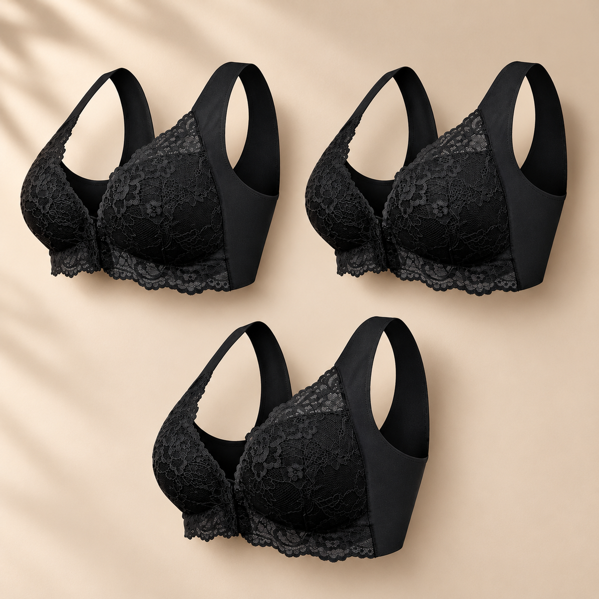 (Pack de 3) Soutien-Gorge Sans Armatures à Fermeture Frontale