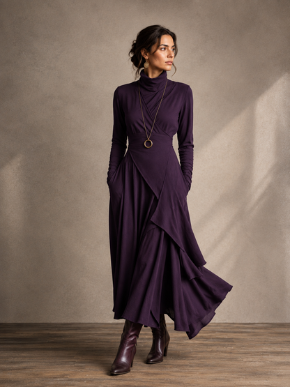 ROBE ADÈLE LONGUE À COL ROULÉ